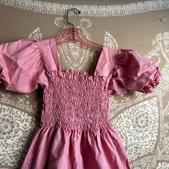 Lisa Says Gah Baby Pink Puff Sleeve Smocked Bodice Mini Dress - Picture 2 of 7
